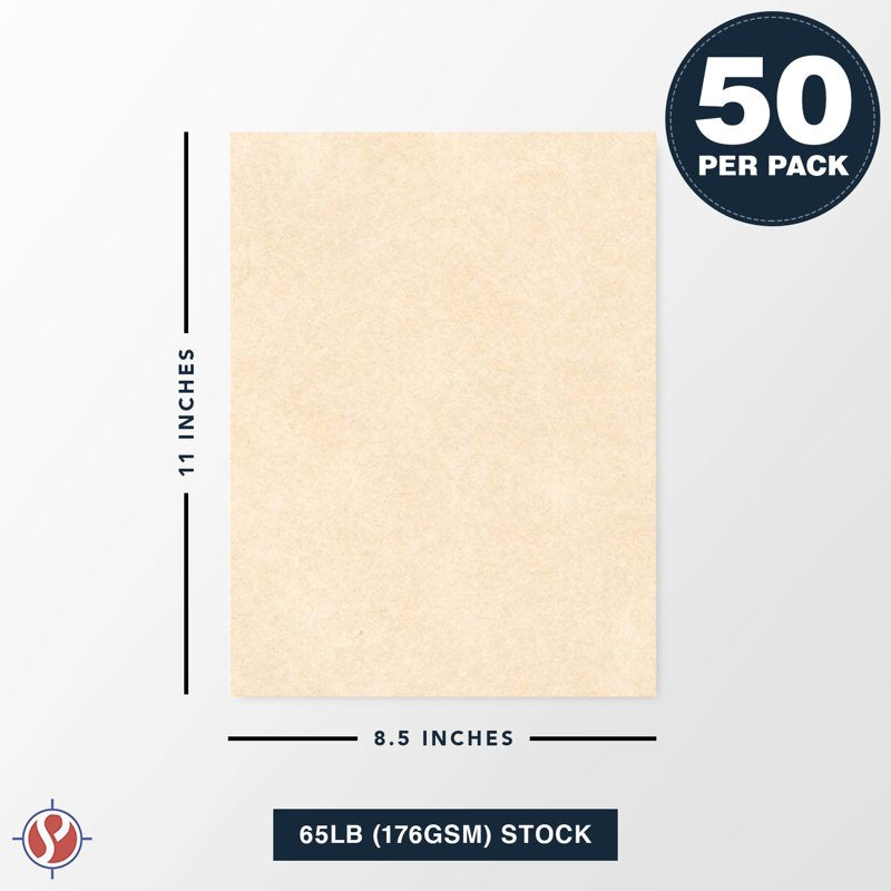Imitation Parchment Stationery Paper for Invitations Certificates & Menus 8.5x11 50 Sheets