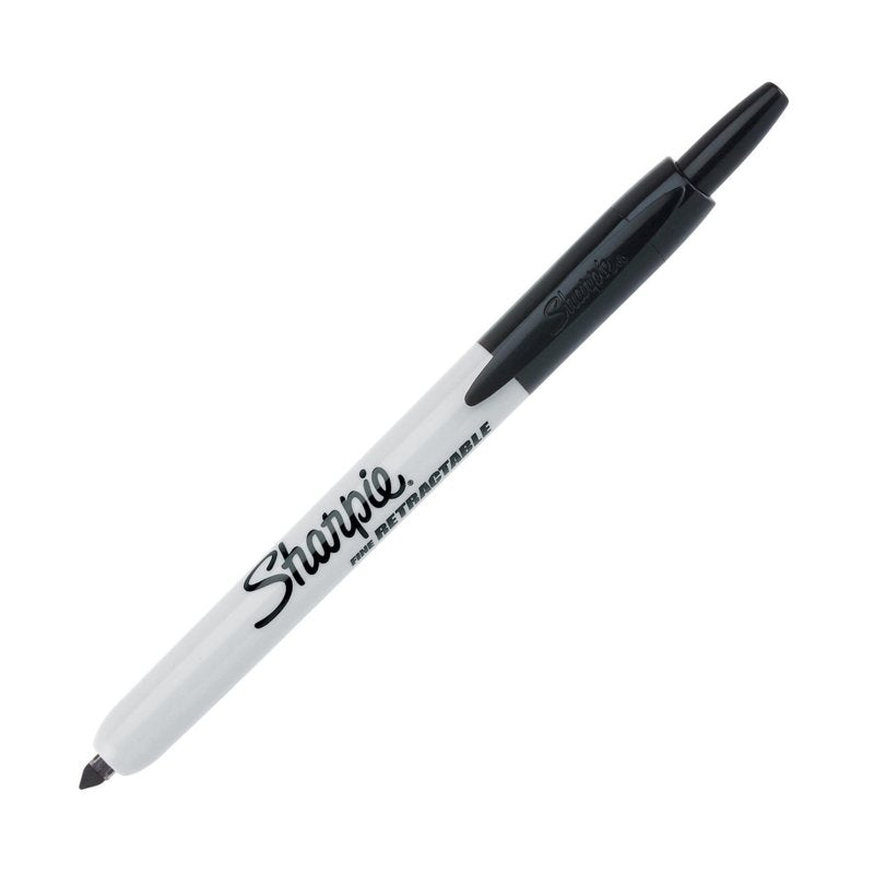 Retractable Permanent Markers - Fine Point Black Ink, Pack of 36
