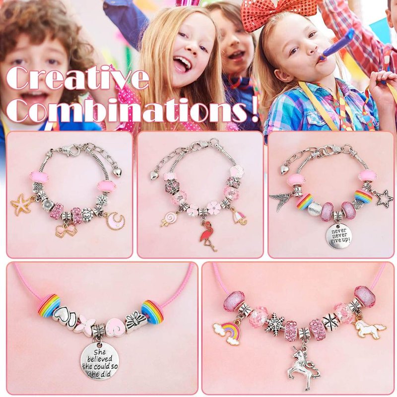 DIY Charm Bracelet Making Kit - 66 Pcs Jewelry Craft Set for Girls