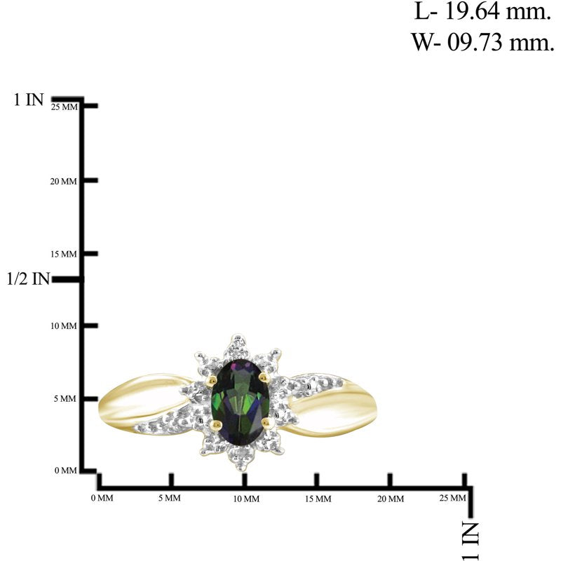 Mystic Topaz Birthstone Ring 0.45 Carat 14K Gold Plated Silver Jewelry - Size 7