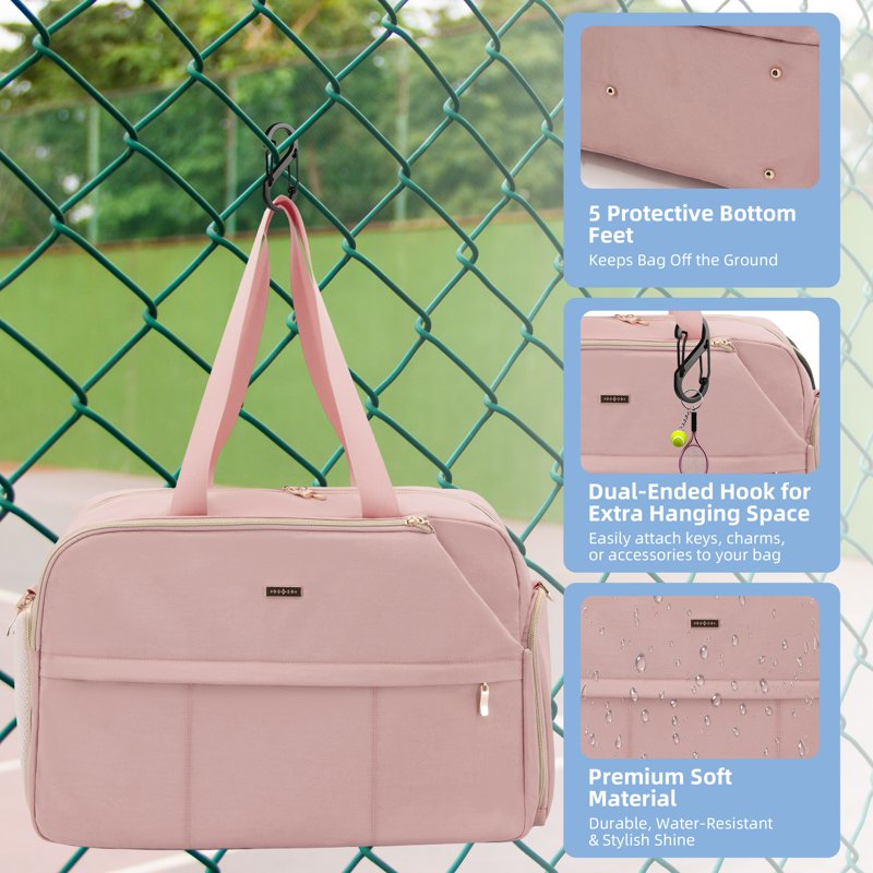 Large Pink Tennis Bag for Women - Holds 2 Rackets & Accessories