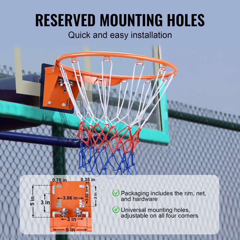 18-Inch Wall or Door Mount Basketball Rim with Net - Durable Steel Indoor & Outdoor