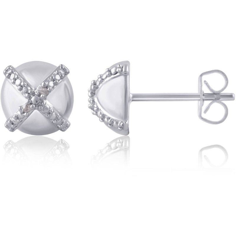 Diamond Accent Silver Tone X Stud Earrings - Trendy Jewelry for Men & Women
