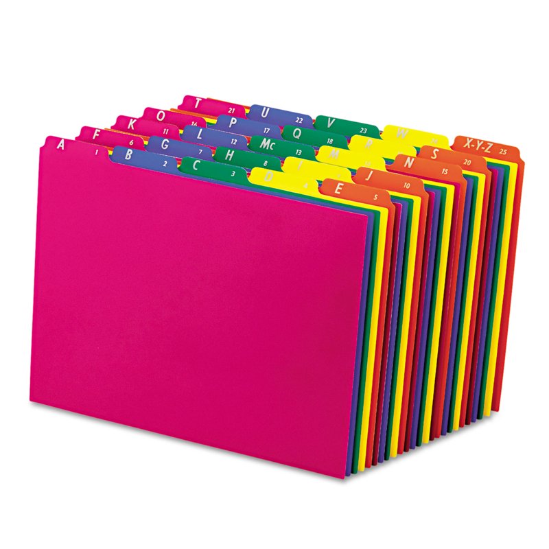 Assorted A-Z File Guides - Top Tab Dividers for Office Filing - 8.5x11 Inches