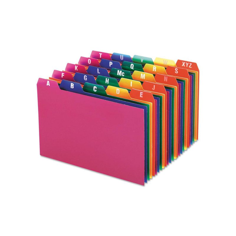 Office Filing Card Guides Alpha 1/5 Tab Polypropylene 4x6 25/Set
