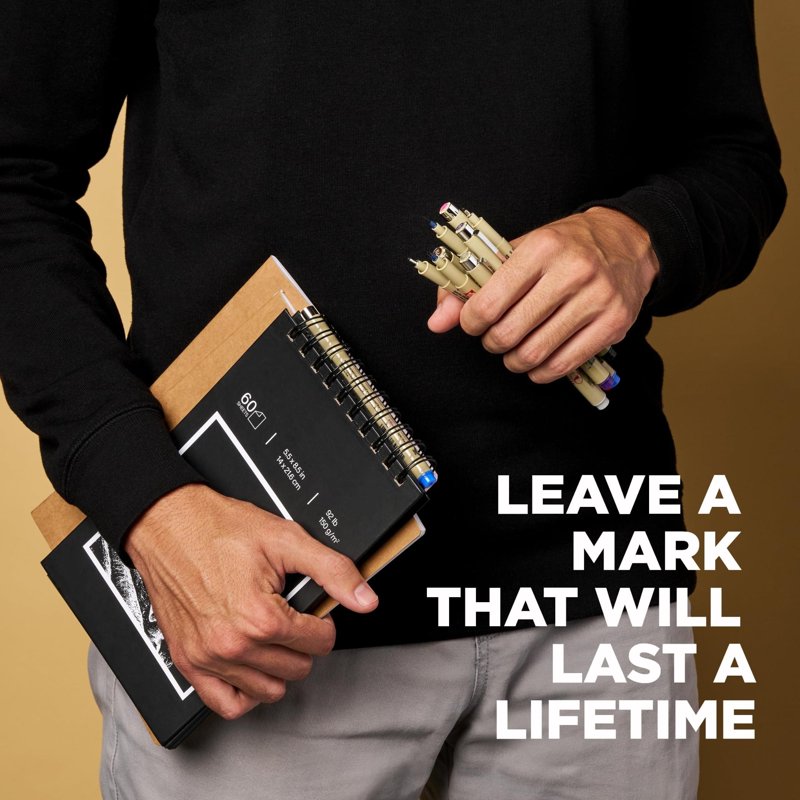 Archival Black Ink Fineliner Pens Set - Fine Point Drawing & Writing Tools