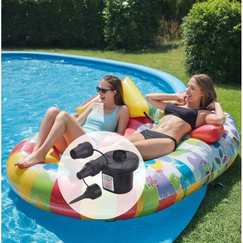 Electric Air Pump for Inflatable Pools, Mattresses & Toys - 100 GPM, 110-240V/12V