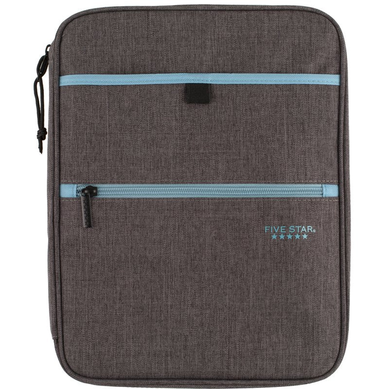 1 Inch Zipper Binder with Internal Pockets and Dividers - Gray/Teal