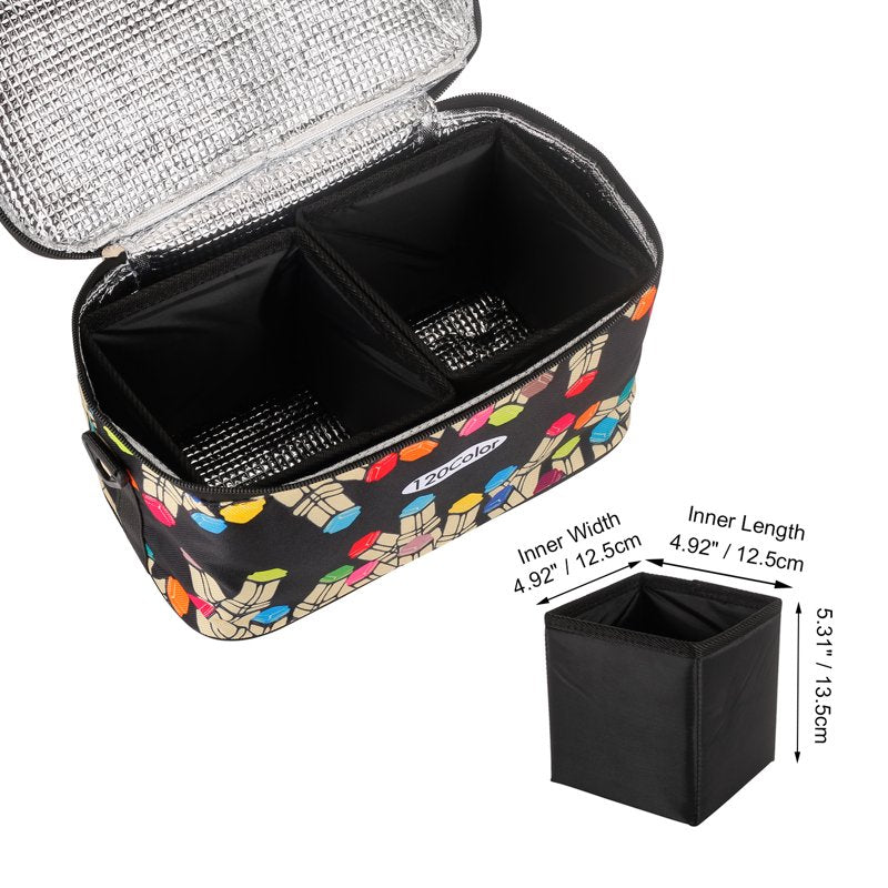Marker Pen Organizer Case with Multiple Compartments and Carry Handle - Holds 120 Markers