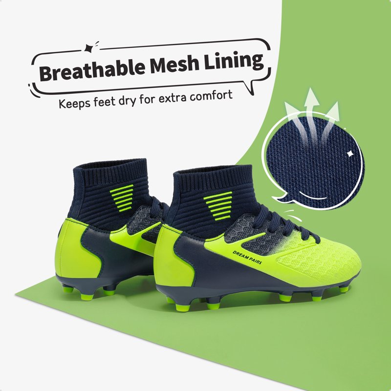 Dream Pairs Kids Soccer Cleats — Little Kid Dark Blue Neon Green