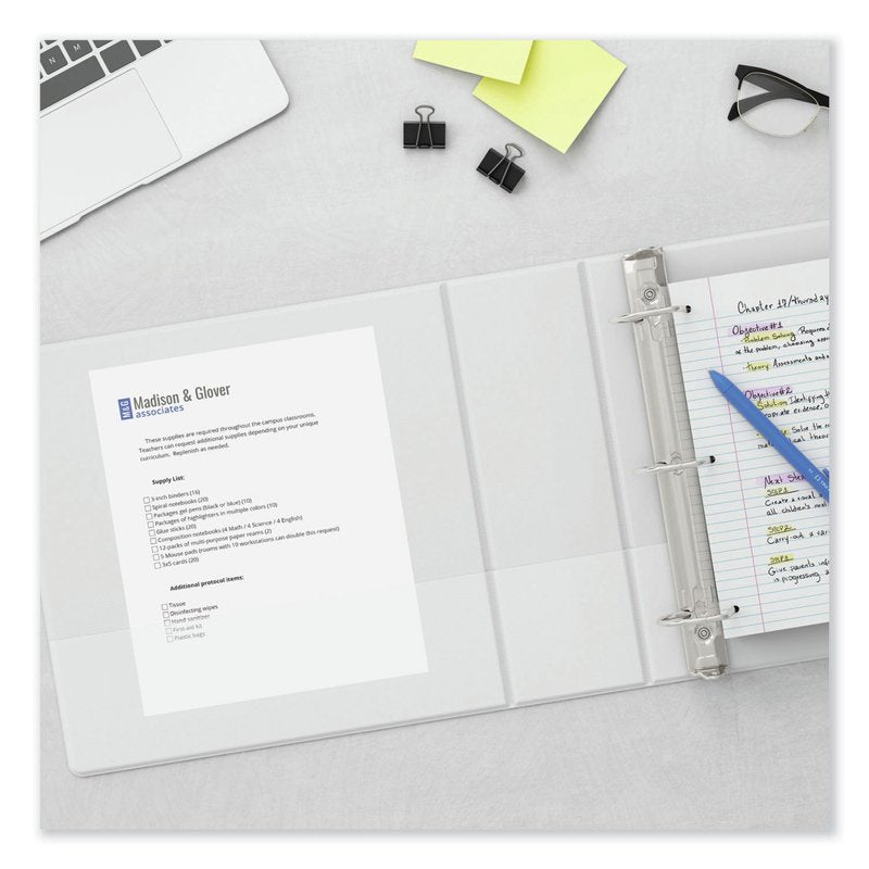 11 x 8.5 Inch White Slant D-Ring View Binder - Pack of 12