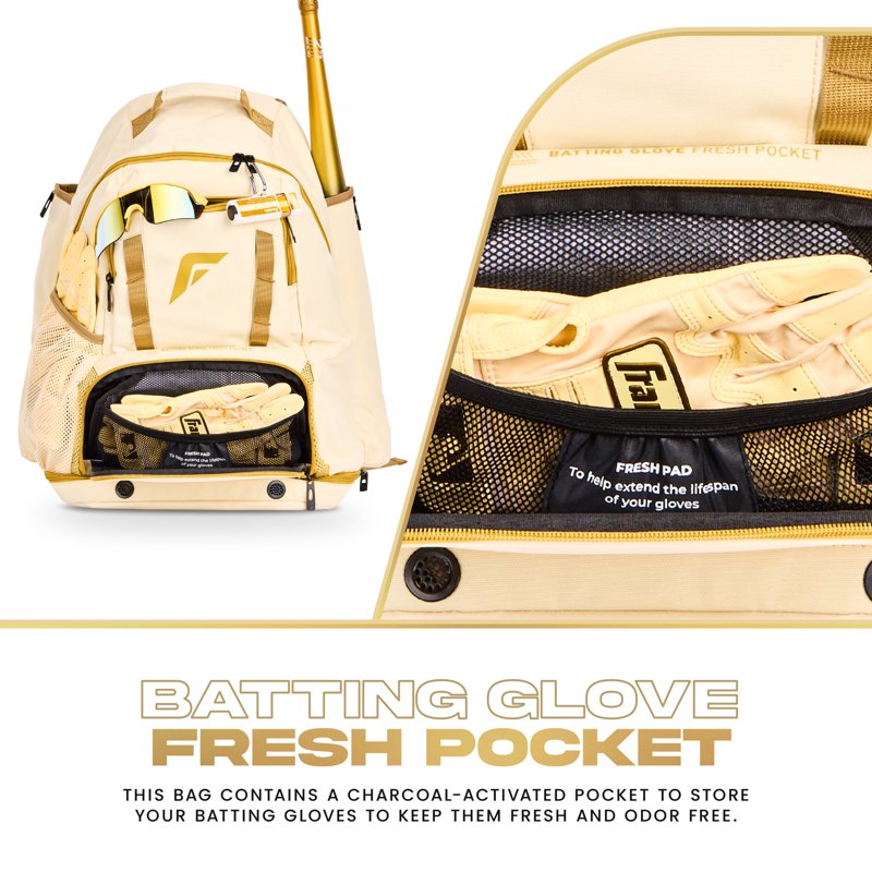 Baseball Softball Gear Backpack with Dual Bat Sleeves Water-Resistant Nylon