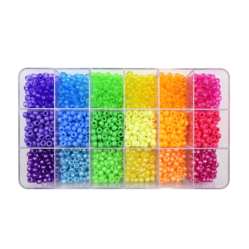 Rainbow Pony Bead Set for Kids - 2300 Acrylic Craft Beads for Jewelry Making