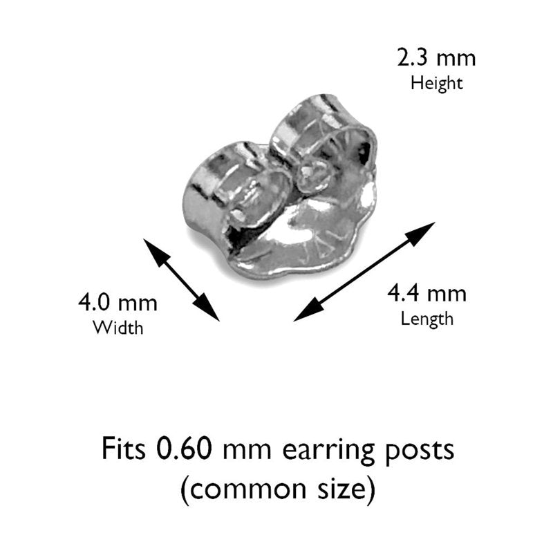 Replacement Earring Backs 14k White Gold - 1 Pair, Fits Non-Screw Posts