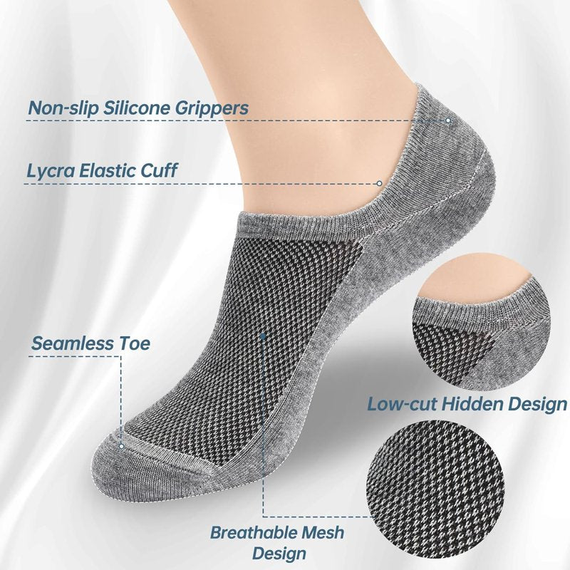 No Show Men Socks 8 Pairs - Thin Low Cut Invisible Liners for Sneakers
