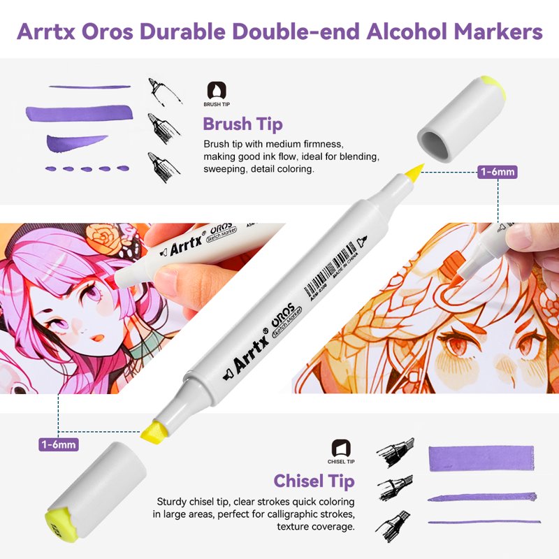 Arrtx Pastel Alcohol Markers Set with Dual Tips for Art & Illustration