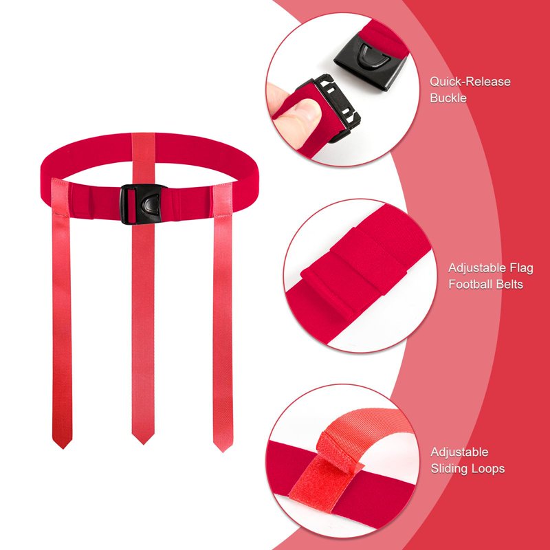 Flag Football Belts Set for 14 Players with 42 Flags - Adjustable, Easy Tear Away