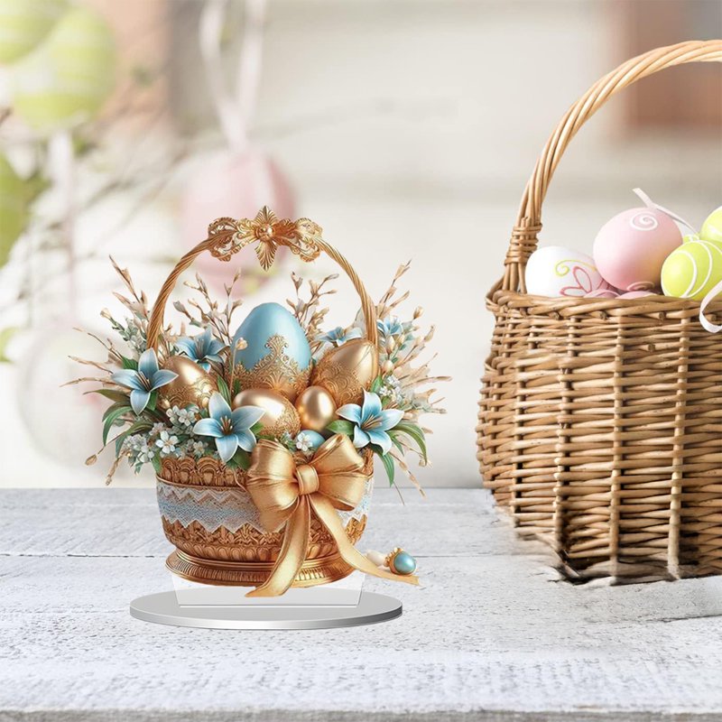 Easter Egg Acrylic Tabletop Decorations - Spring Holiday Scene Ornaments for Home & Office