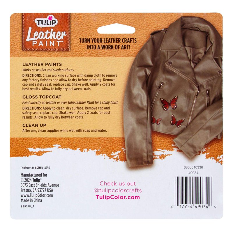 Leather Paint Set - 4 Pack Includes Neutral Colors & Gloss Topcoat