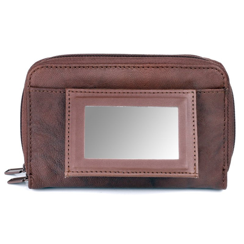 Women's Leather Double Zip Organizer Bag - Multiple Colors