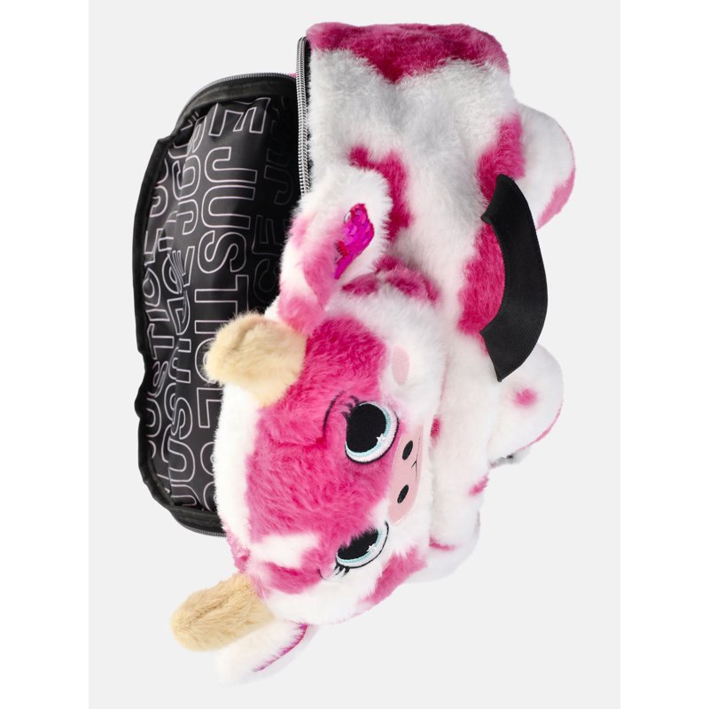 Girls 17-Inch Plush Cow Backpack with Sequin Details and 3D Head