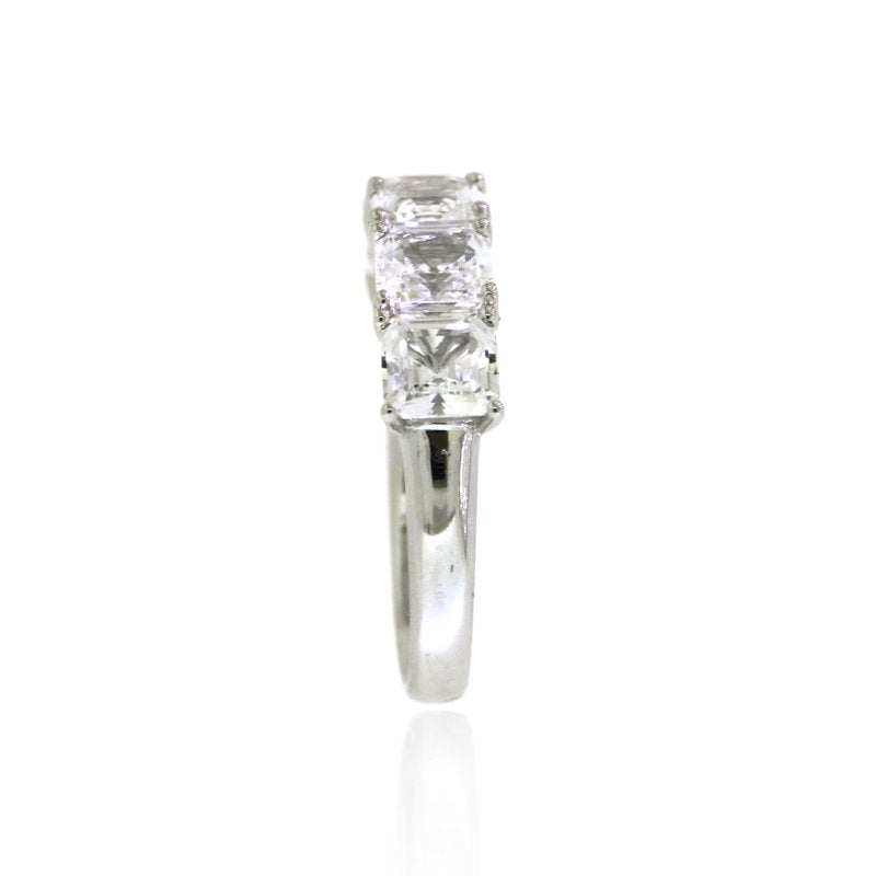Sterling Silver White Sapphire Band Ring for Women - Hypoallergenic & Elegant