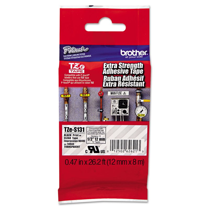 Brother Extra-Strength Laminated Label Tape 0.47 Inch Clear Adhesive
