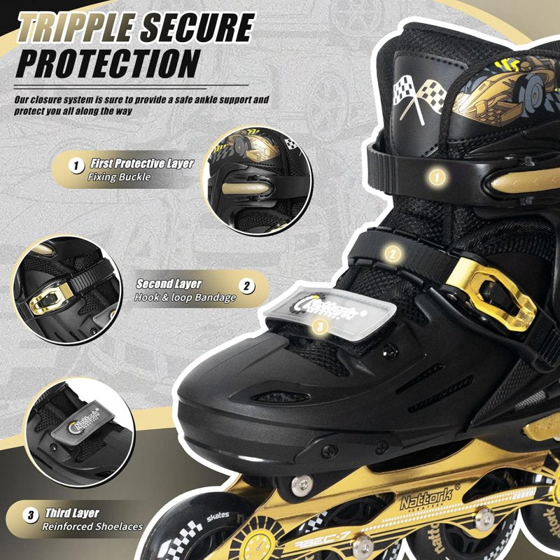 Adjustable Kids Inline Skates with Flashing Wheels for Boys & Girls