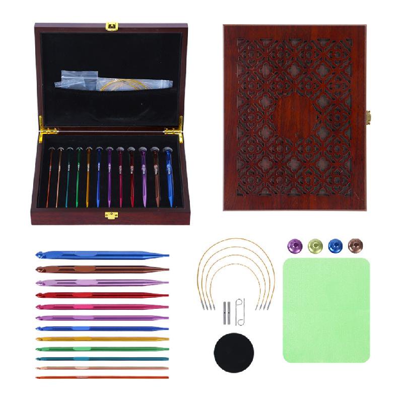 12Pcs Detachable Tunisian Crochet Hook Set with Interchangeable Aluminum Needles
