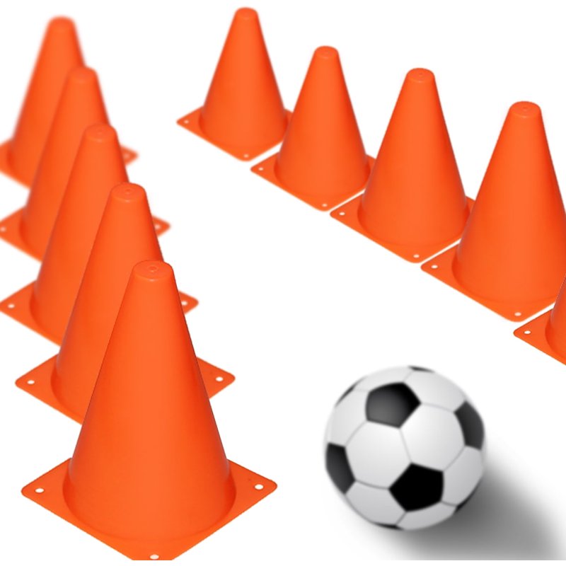12 Pack Sports Training Cones - Durable Traffic & Agility Markers, 7 Inch Orange