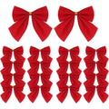 12-Pack Red Velvet Christmas Bow Decorations for Tree & Gift Wrapping