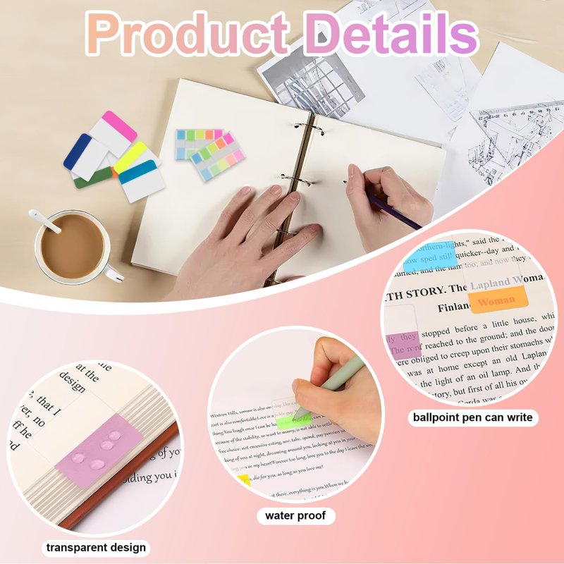 Repositionable File Tabs Set - 500 Writable Colorful Index Labels for Office & Study