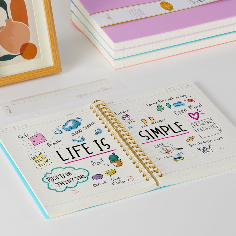 A5 Spiral Notebook with Waterproof Cover & No-Bleed Paper - 300 Pages for Office & Note-Taking