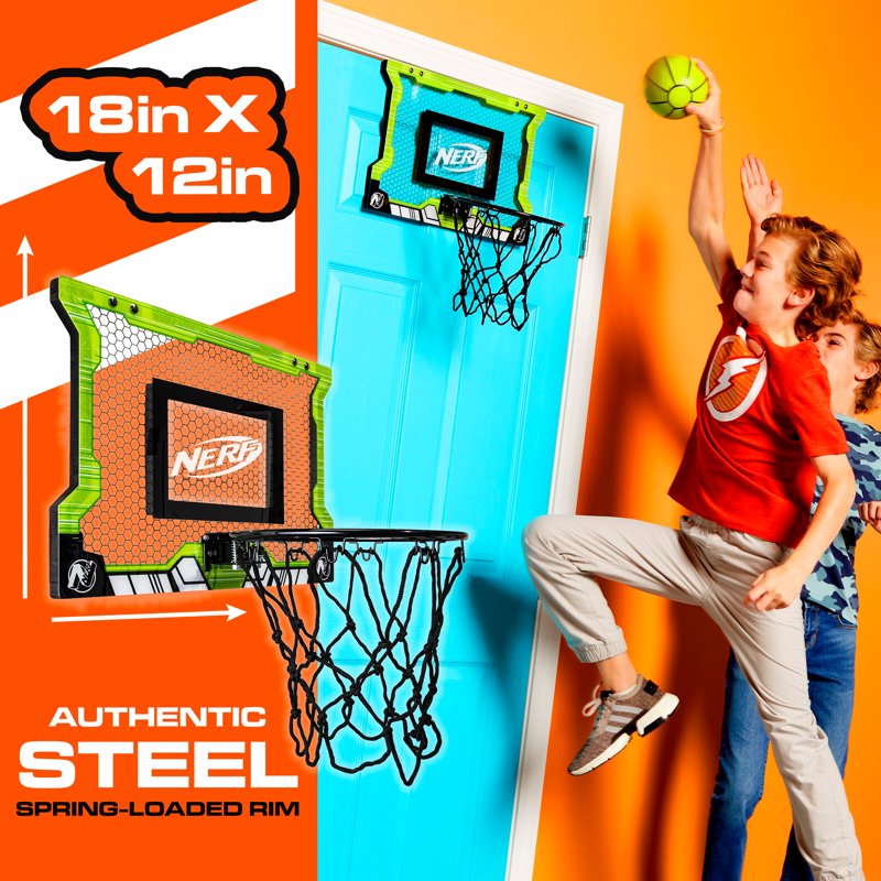 Mini Over-the-Door Basketball Hoop Set with Steel Rim & NERF Basketball