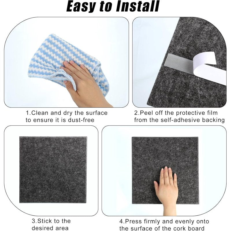 Large Wall Cork Board Tiles 36x24 Inches | 6 Pack Felt Bulletin Boards with Pushpins