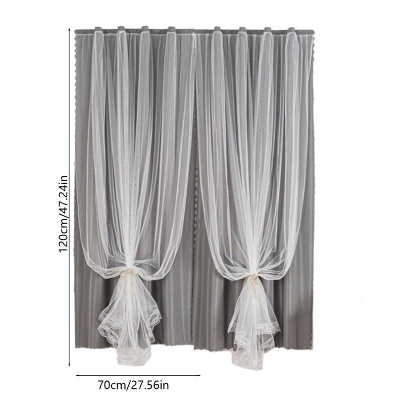 Double Layer Blackout Curtains Set of 2 with Sheer Overlay - Room Darkening, Thermal Insulated, Grommet Top, 47x54 Inches - Sky Blue