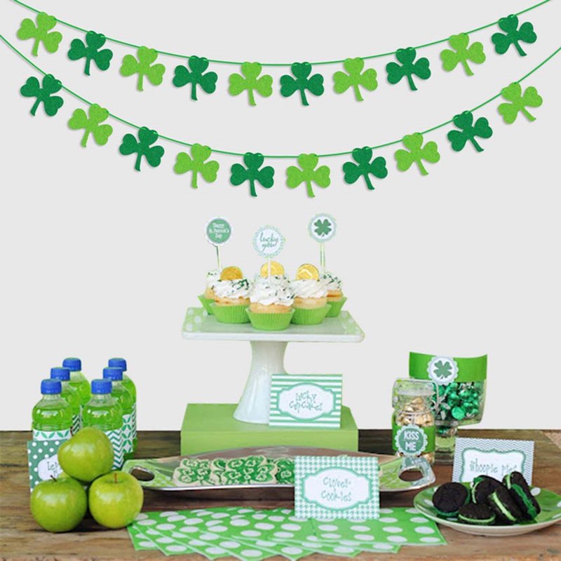 St Patrick's Day Decorations Shamrock Garland Banner for Irish Party Supplies