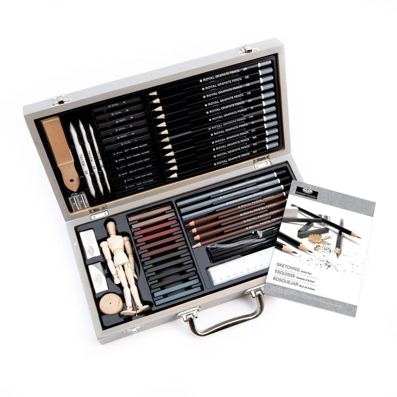 58-Piece Sketching Travel Art Set with Pencils Charcoal and Case