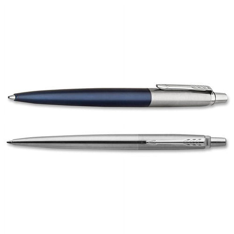 Refillable Blue Ballpoint Pen - Medium Point Stainless Steel Barrel