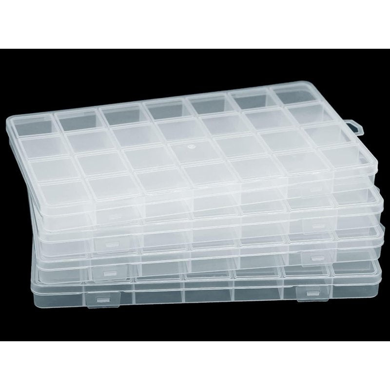 28-Grid Bead Organizer Plastic Storage Box Set with Fixed Dividers - Jewelry & Craft Supplies