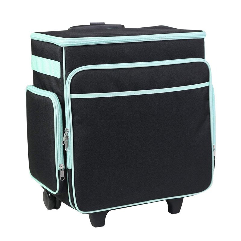 Rolling Scrapbook Case with Telescoping Handle - Craft Organizer Bag for Art Sewing Supplies