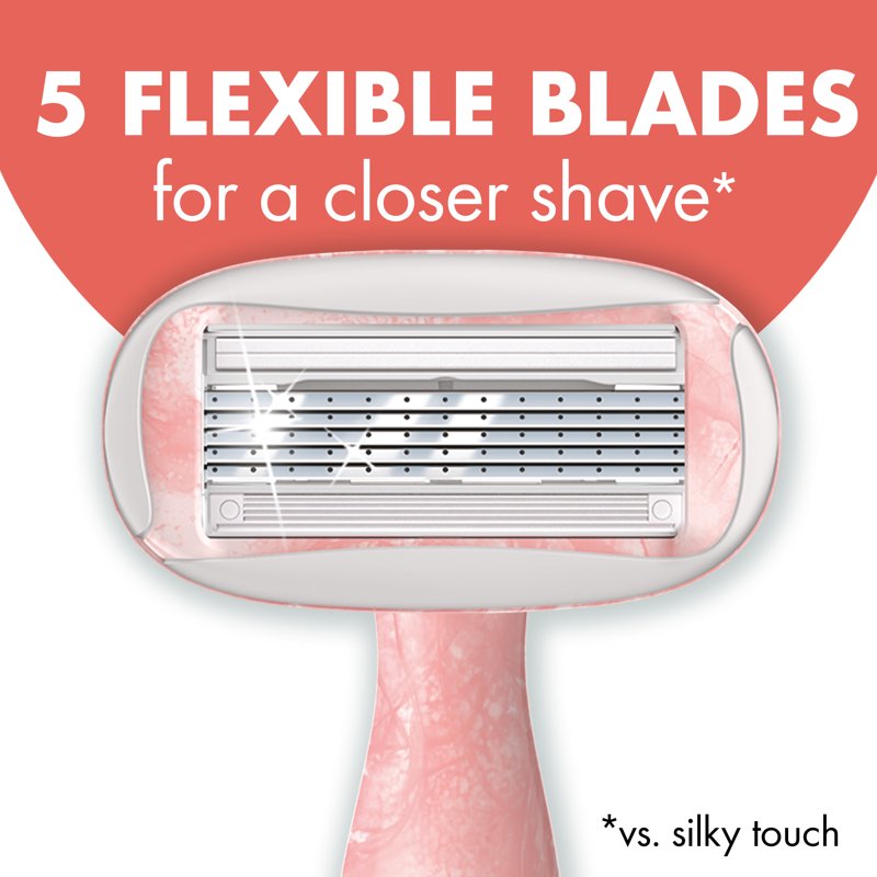 Women's Disposable Razors with 5 Blades & Scented Handles – Peach & Pineapple, 2 Pack