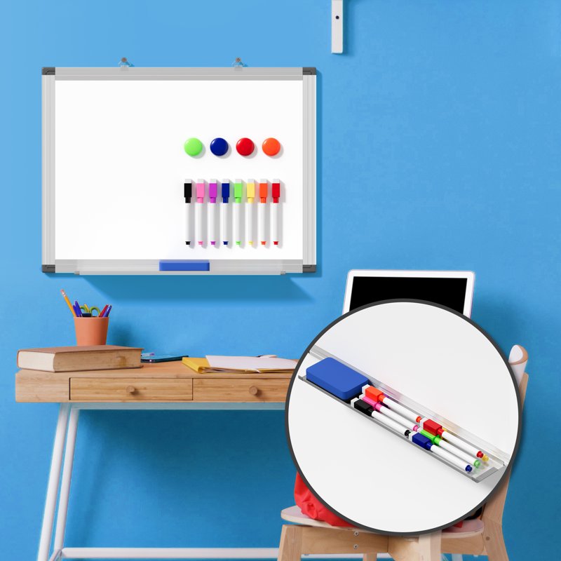 Magnetic Whiteboard with Eraser and Magnets - 16x12 Inches Small Wall Dry Erase Board