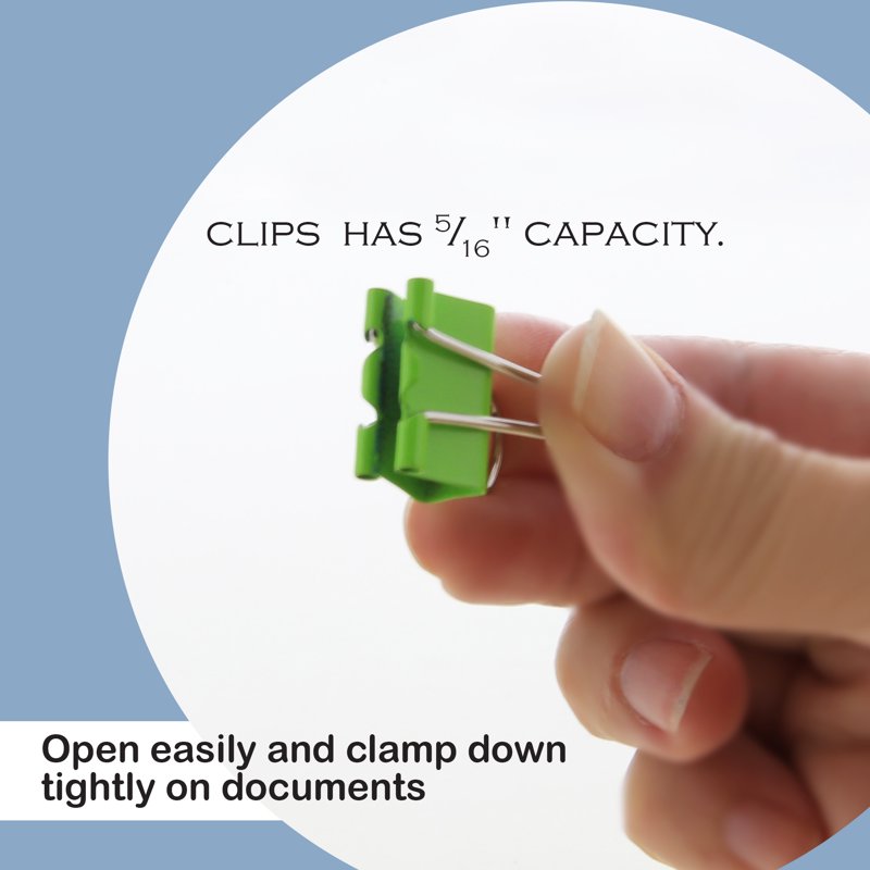 Multi-Color Small Binder Clips 3/4 Inch (19mm) Paper Clamps for Office & School - 20/Pack