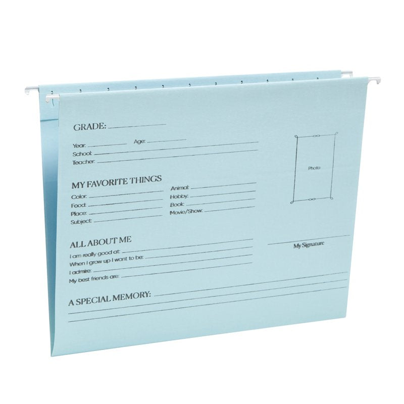 School Memory Hanging File Folders Set - 6 Blue Letter Size Organizer