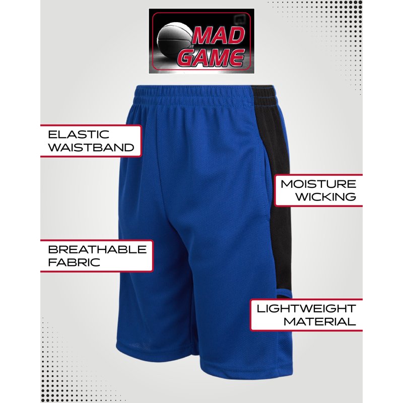 Boys Mesh Basketball Shorts 5-Pack Performance Athletic Shorts with Pockets