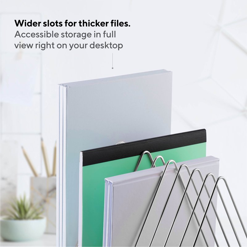 Triangle-Shaped Desktop File Organizer - 9 Compartments, Silver