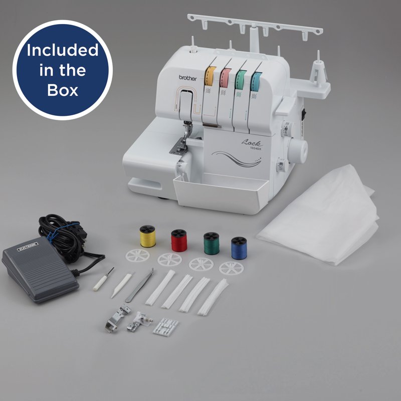 Brother 1034DX Serger Sewing Machine with Color-Coded Thread Guides & LED Light