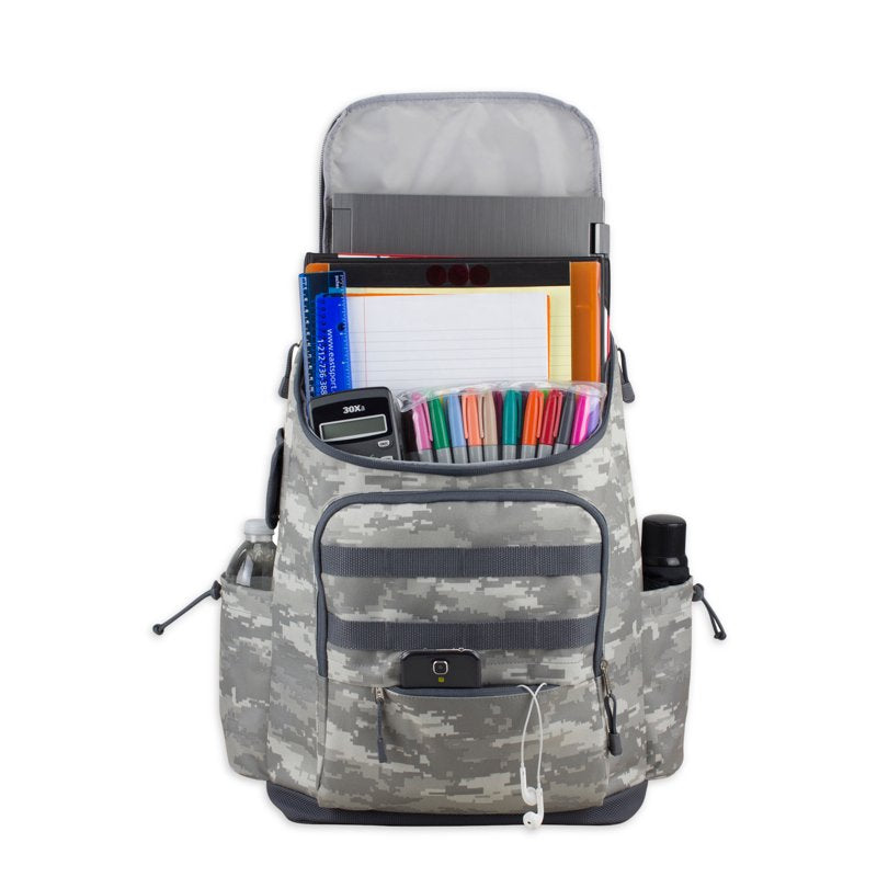 Unisex Outdoor Cargo Backpack with Top Loading Design and Multiple Compartments