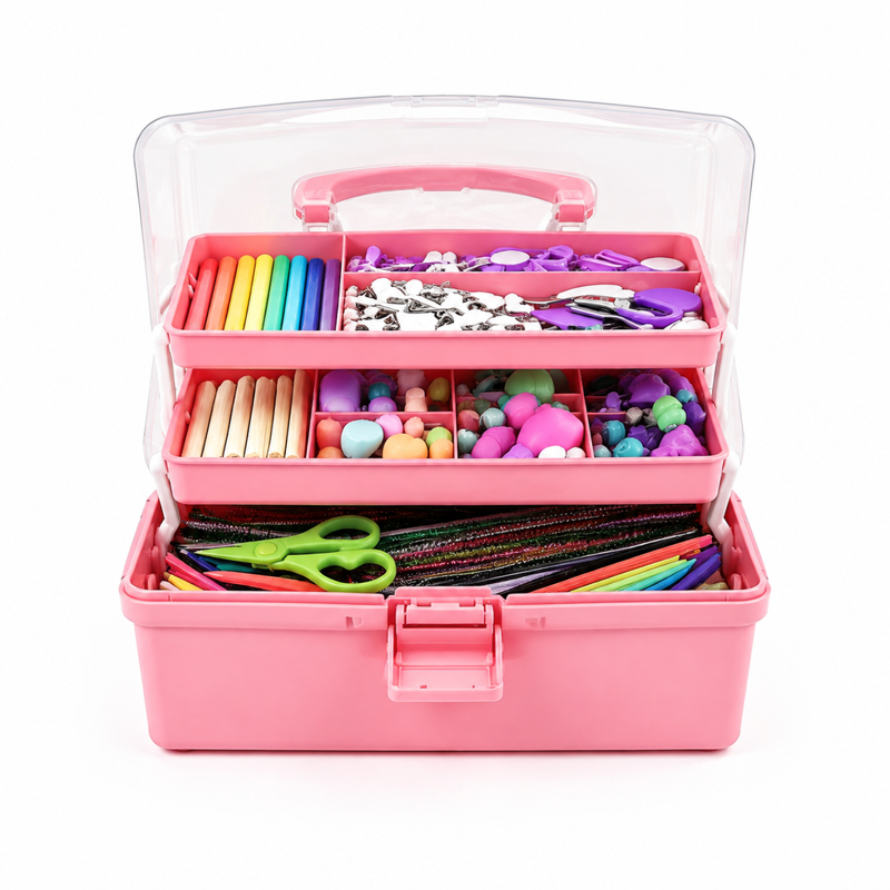 12-Inch Multi-Layer Folding Storage Box for Crafts, Sewing, Tools